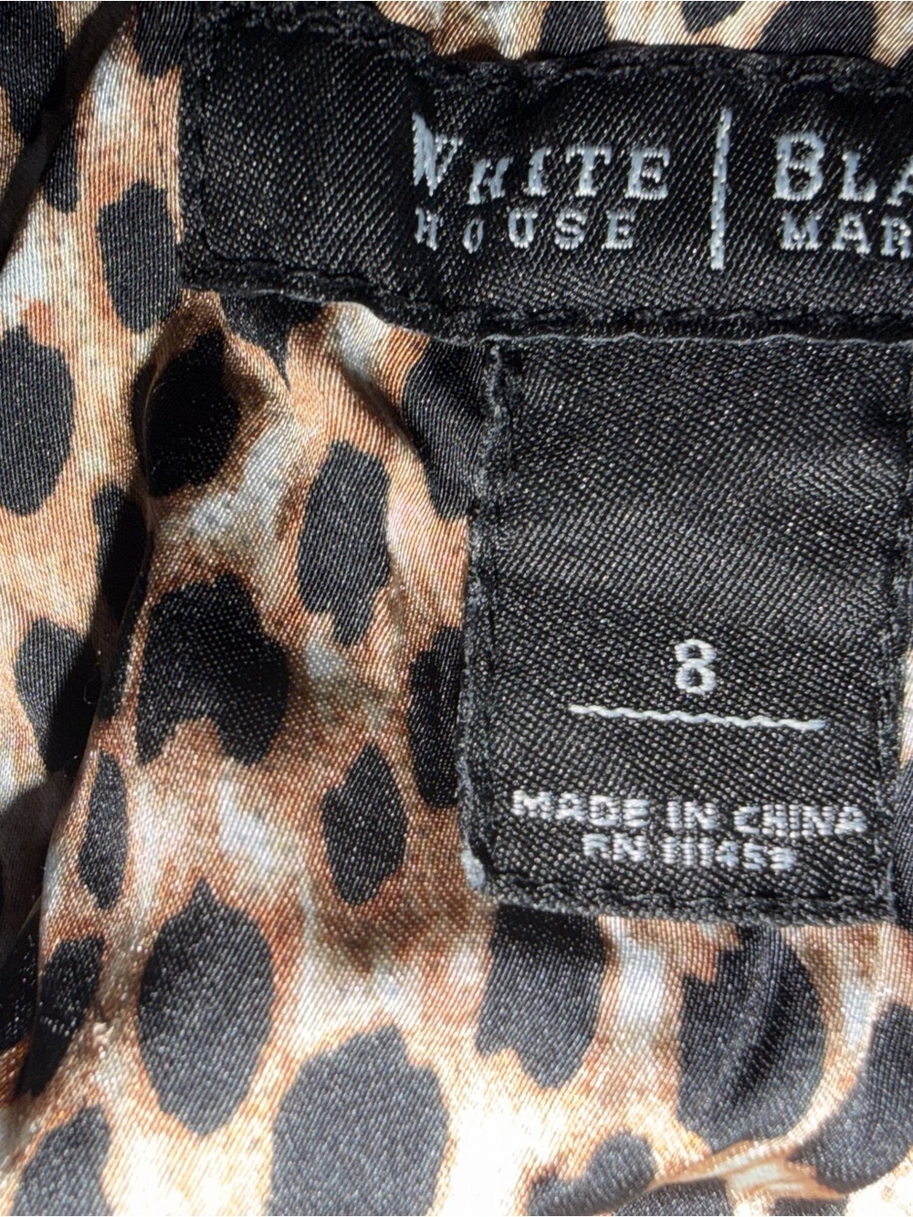 White House Black Market Denim Shirt Size 8 Leopard Collar - Picture 3 of 7